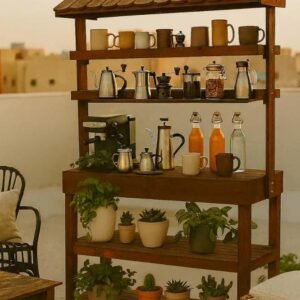 ركن قهوة خشب طبيعي بوهيمي ريفي