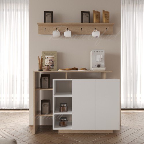 ركن قهوة ألفا أبيض وبيج