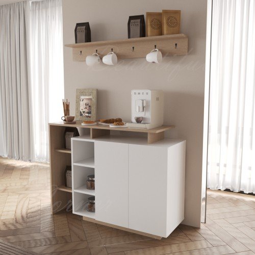 ركن قهوة ألفا أبيض وبيج