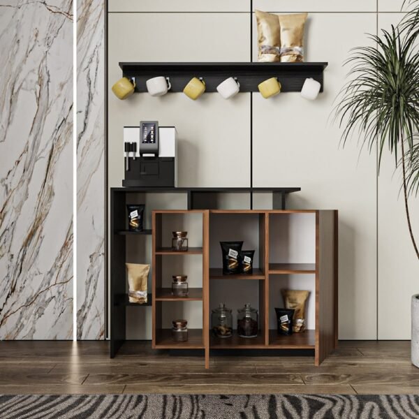 ركن قهوة خشب بني وأسود ركن قهوة خشب بني وأسود