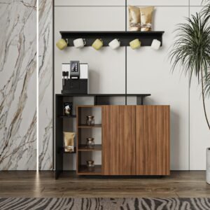 ركن قهوة خشب بني وأسود